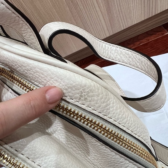 Pre-owned Michael Kors Rhea Zip Leather Backpack Chalk Cream Python Color Bag - Picture 11 of 12